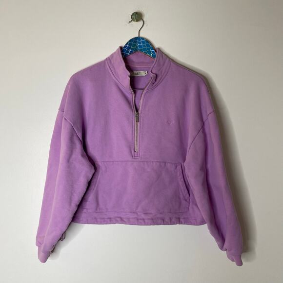 SET ACTIVE Heavyweight Sweats Half Zip Embroidered Logo Pullover Small - Picture 8 of 8